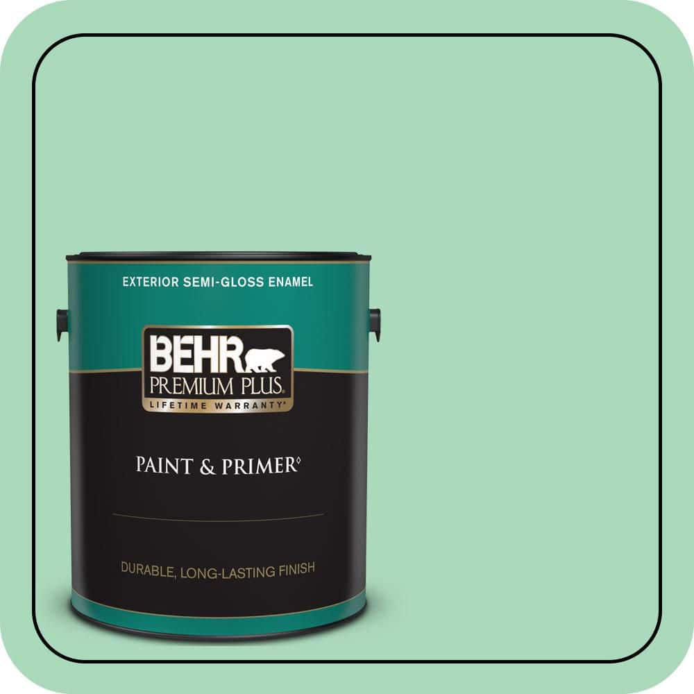 BEHR PREMIUM PLUS 1 gal. #P410-3 Shanghai Jade Semi-Gloss Enamel Exterior Paint & Primer
