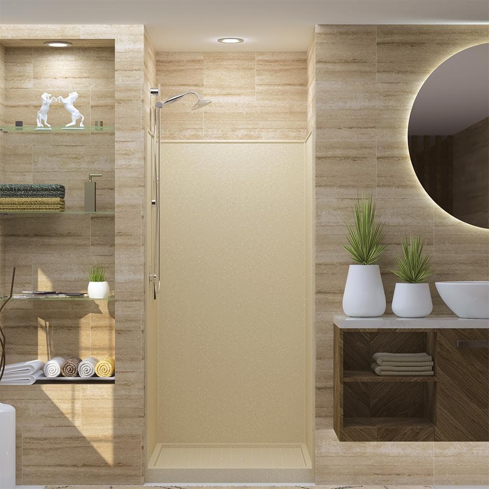 Transolid Studio 36 in. W x 72 in. H x 36 in. D 3-Piece Glue Up Alcove Shower Wall Surrounds in Sea Shore (2)