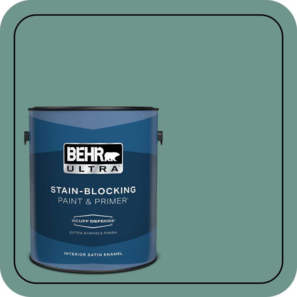 BEHR ULTRA 1 gal. #M440-5 Lunar Tide Extra Durable Satin Enamel Interior Paint & Primer