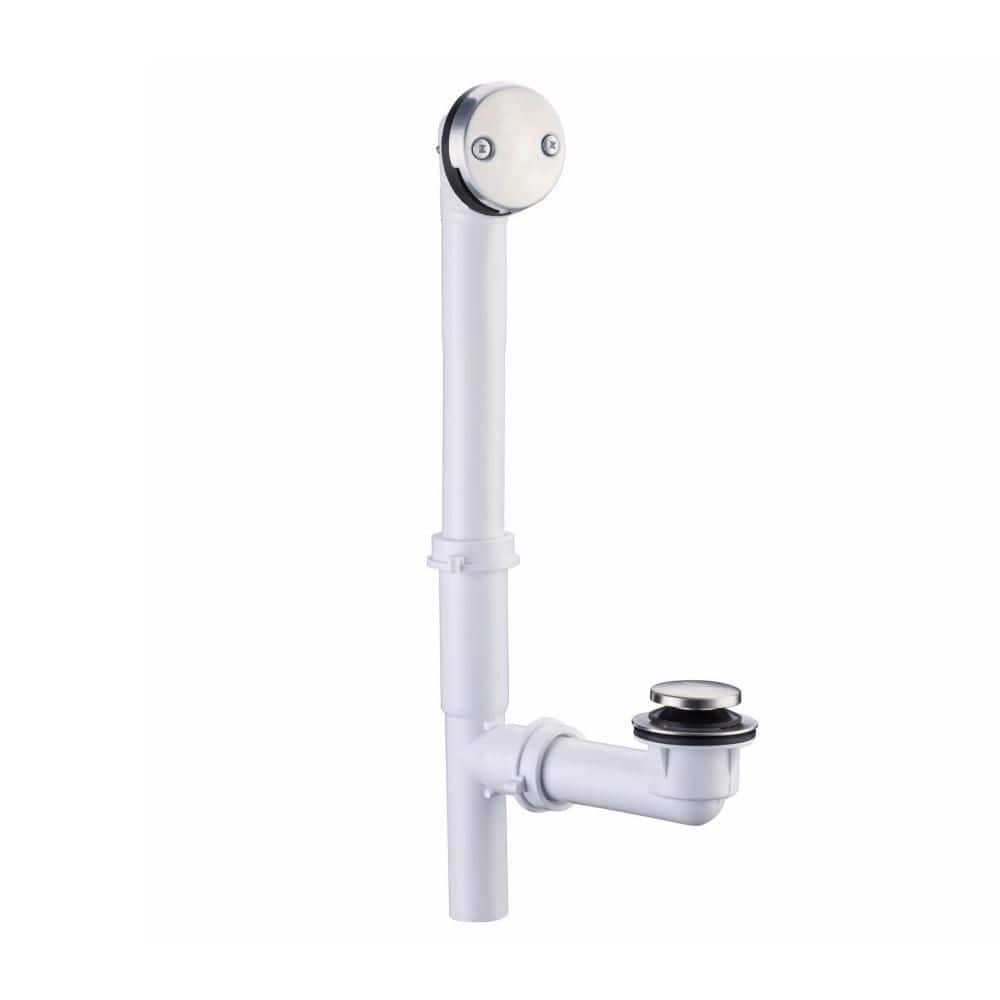 Helhom 1-1/2 in. Tubular Bathtub Drain Kit in Brushed Nickel, Tip Toe Stopper, Waste Overflow Assembly with Face Plate (1)