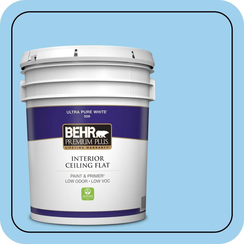 BEHR PREMIUM PLUS 5 gal. #P500-3 Spa Blue Ceiling Flat Interior Paint & Primer (1)