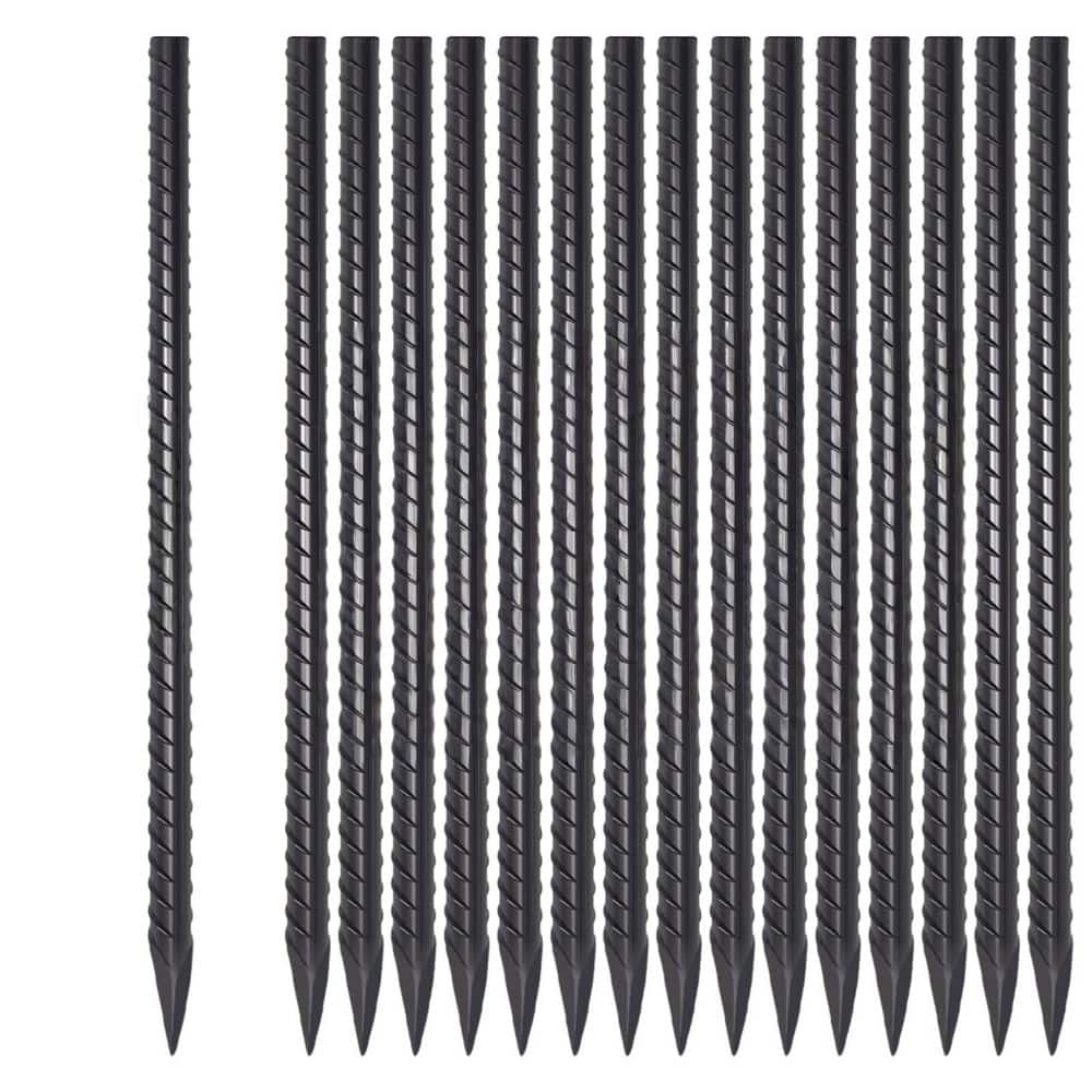 xinyoec 16-Pack 3/8 in. x 1.33 ft. Rebar Stakes, Landscape Timber Spikes with Chisel Point End for Camping Tent, Concrete