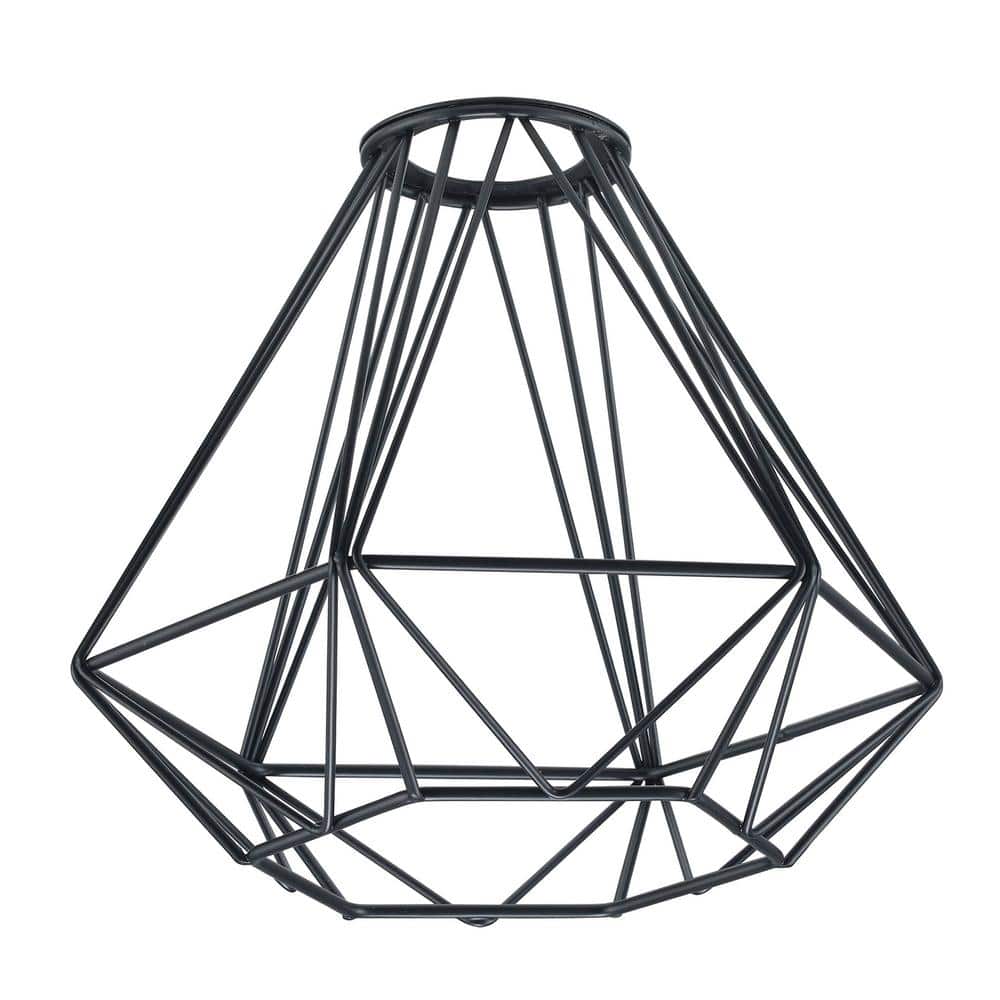 PRIVATE BRAND UNBRANDED 7.6 in. Black Metal Cone Shaped Cage Replacement Pendant Shade with 2.25 in. Uno Fitter (4)