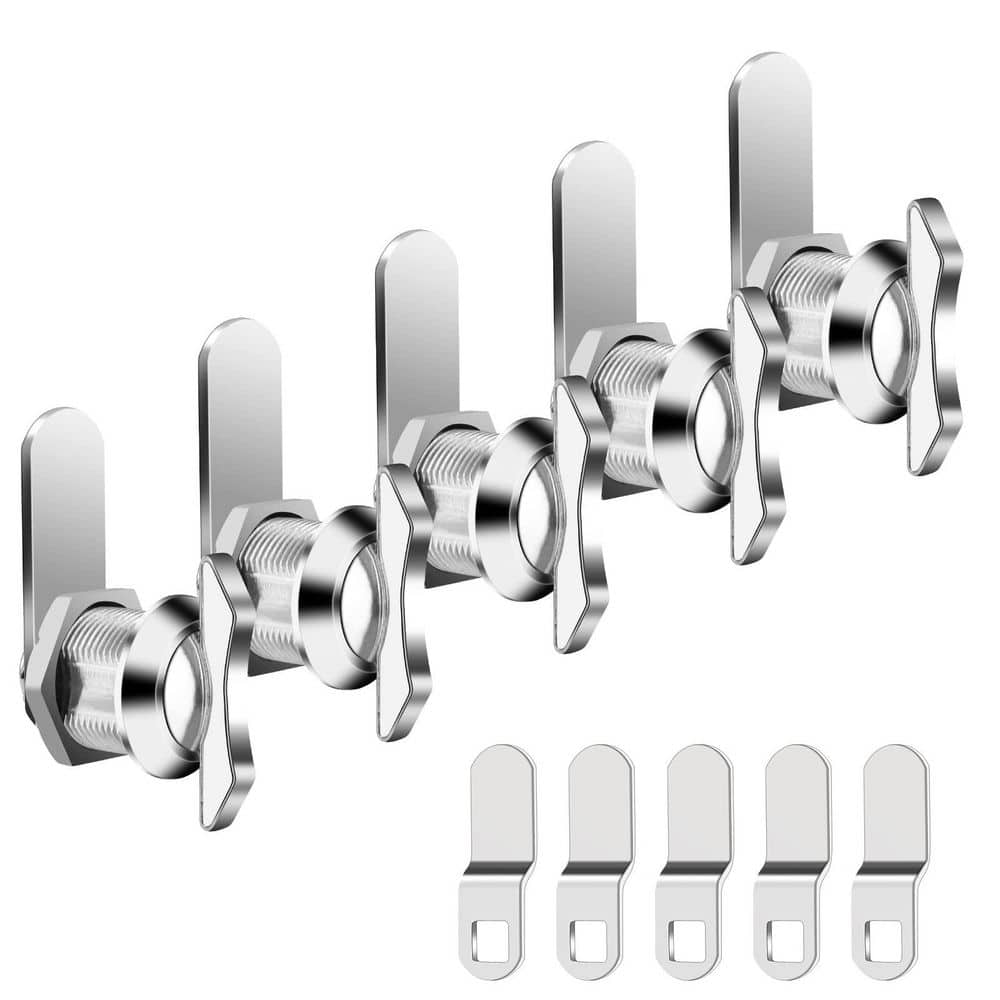 LAIFUCAM 5/8 in. Chrome Finish Thumb Operated Cam Latch Keyless Door Latch Non-Locking for Cabinet RV Compartment 5-Pack (1)