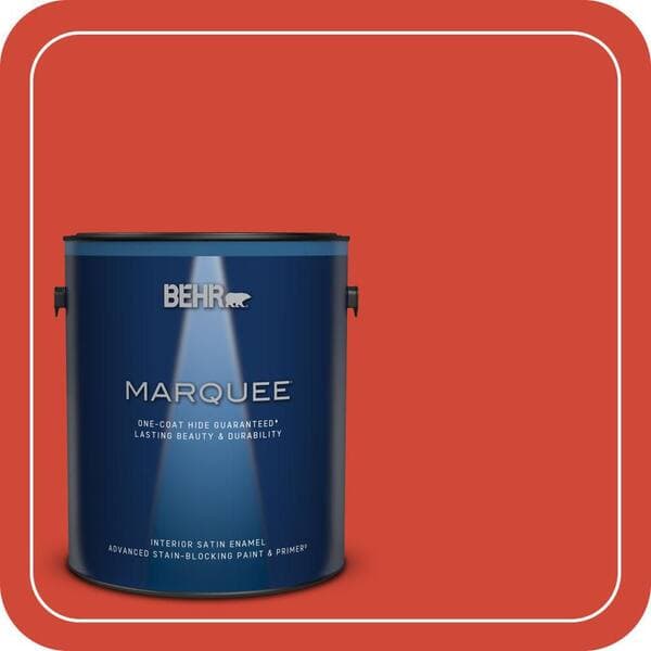 BEHR MARQUEE 1 gal. #P180-7 Top Tomato Satin Enamel Interior Paint & Primer (2)
