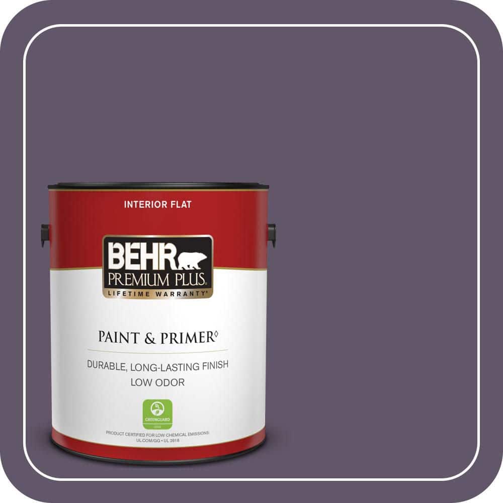 BEHR PREMIUM PLUS 1 gal. #PPU17-04 Darkest Grape Flat Low Odor Interior Paint & Primer