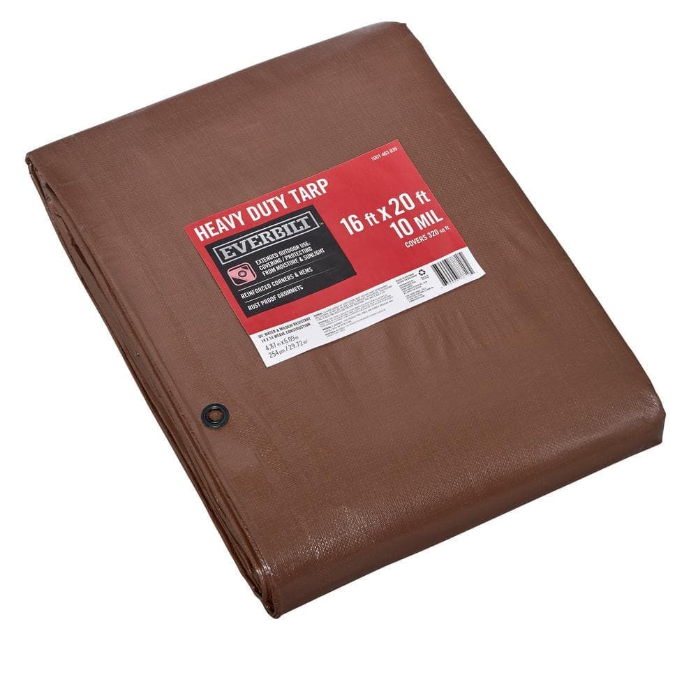 Everbilt 16 ft. x 20 ft. Brown and Silver Heavy Duty Tarp