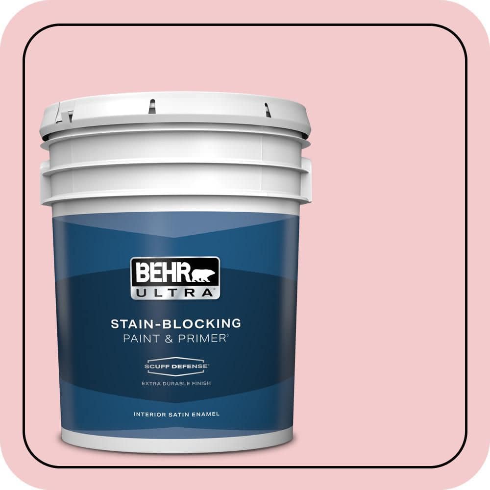 BEHR ULTRA 5 gal. #P160-1 Angel Kiss Extra Durable Satin Enamel Interior Paint & Primer