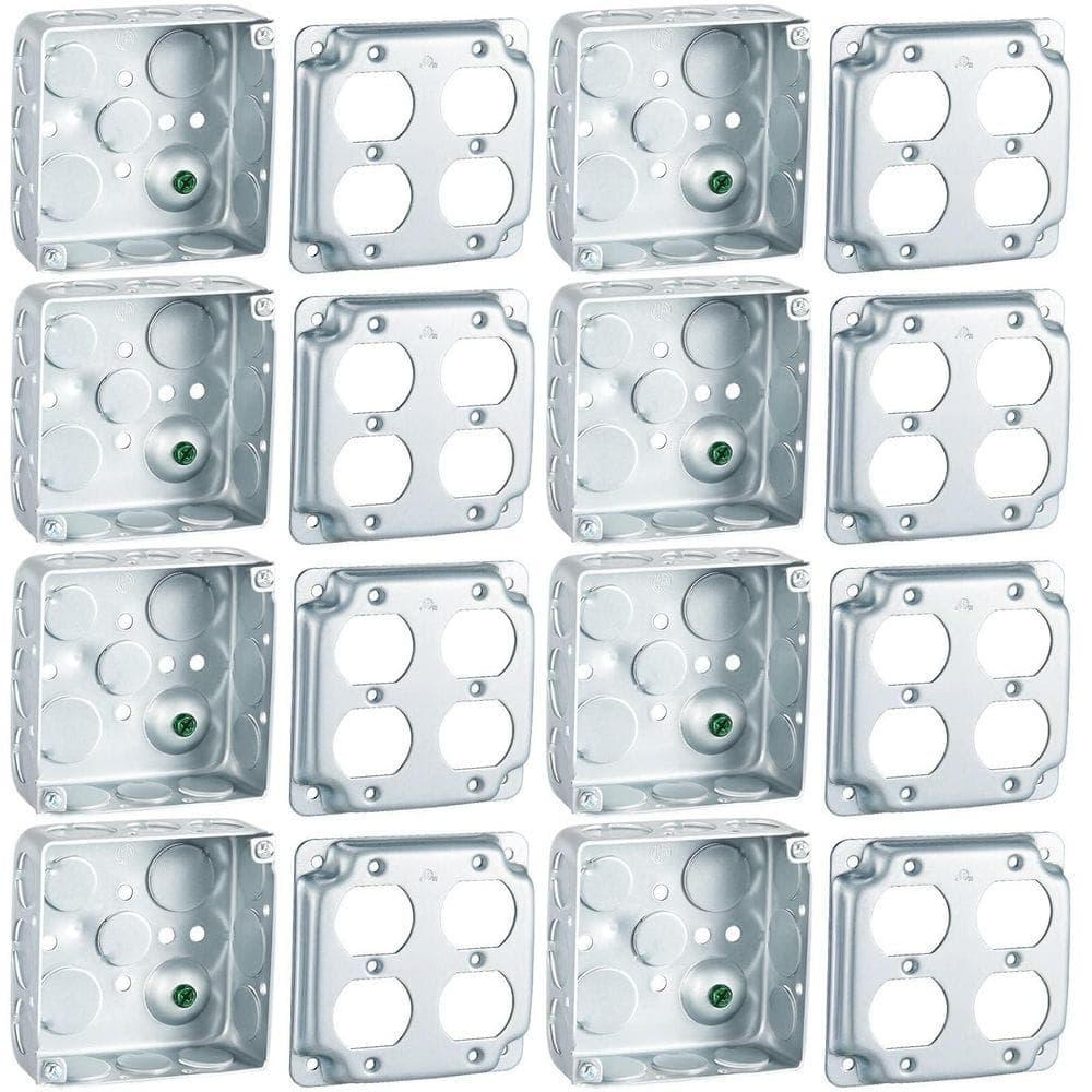 Helhom 4 in. x 4 in. Electrical Junction Box with Cover, Electrical Metal Outlet Box (1)