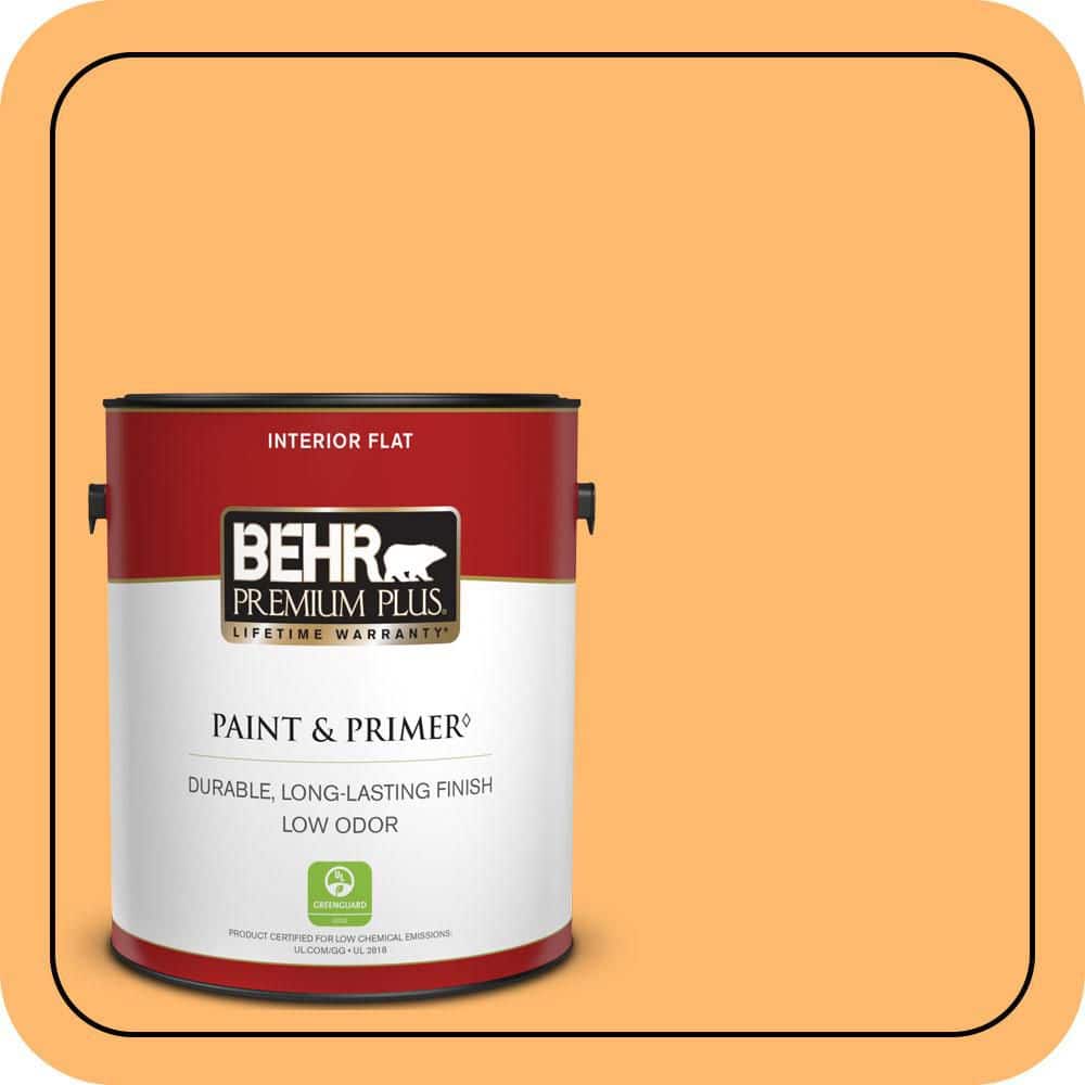 BEHR PREMIUM PLUS 1 gal. #P240-5 Cheese Puff Flat Low Odor Interior Paint & Primer (1)