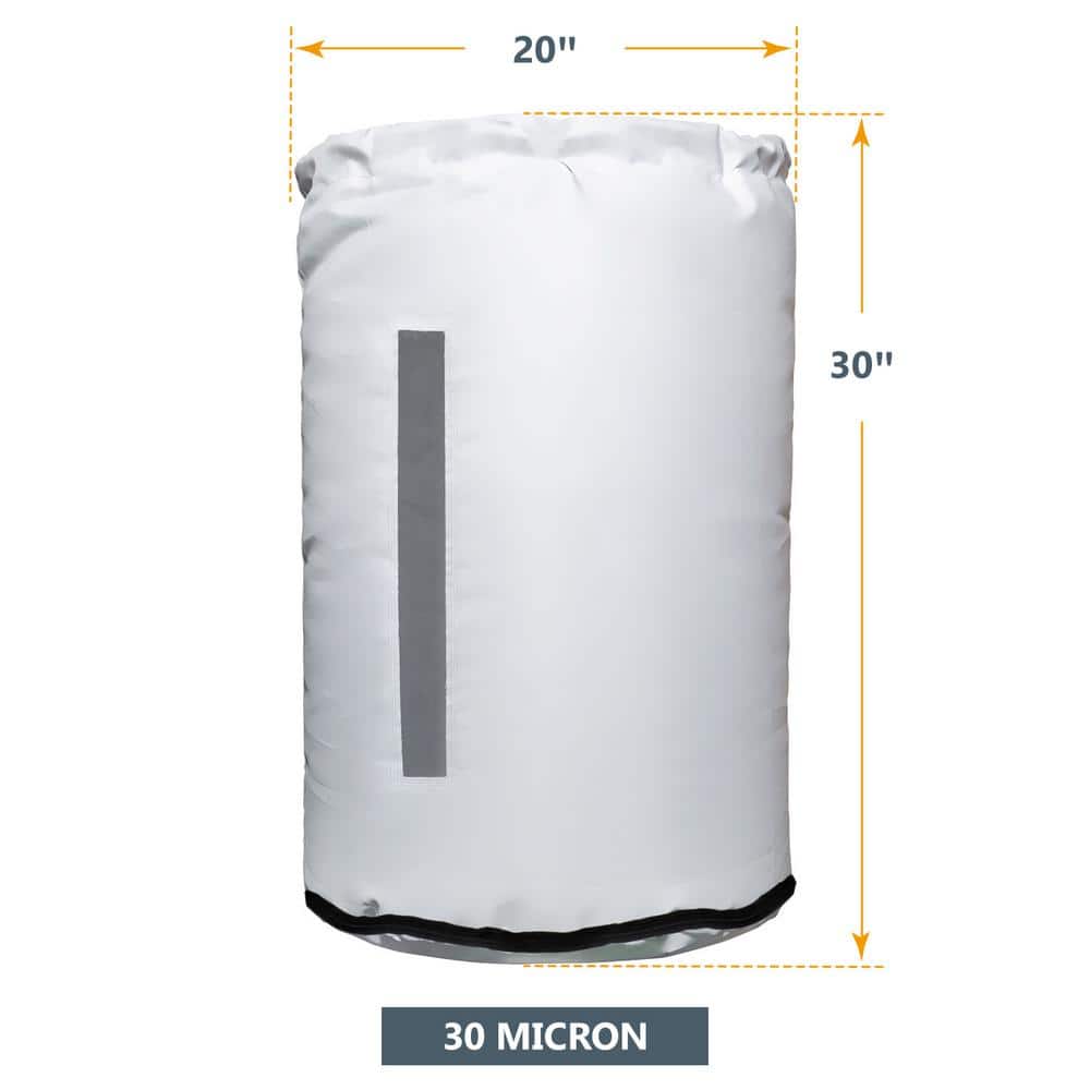 ‎POWERTEC 20 in. Dia. x 30 in. Dust Collector Bag, Dust Collection Bottom Bag with Clear Window & Zipper, Drums Between 19-20 in. (3)