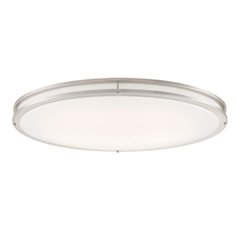 1-Pack Commercial Electric 32 in. Modern Brushed Nickel Dimmable Integrated LED Flush Mount for Kitchens (2)