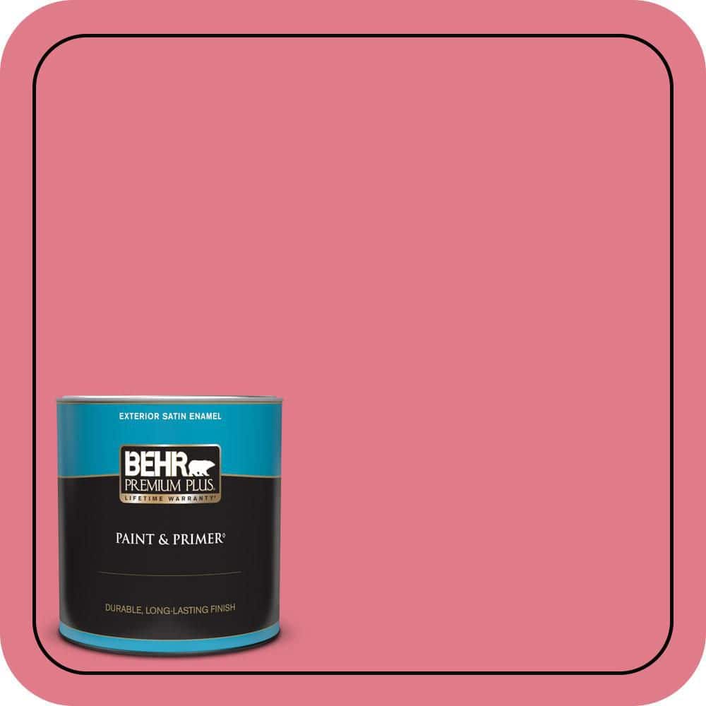 BEHR PREMIUM PLUS 1 qt. #P150-4 Hot Gossip Satin Enamel Exterior Paint & Primer