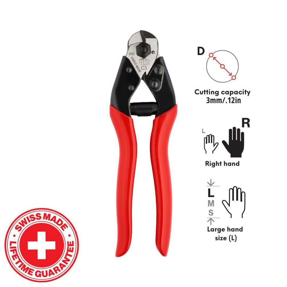 FELCO FC3 Steel Cable Cutter for Industrial Use, Cutting Pliers with Hardened Cutting Edges (3)