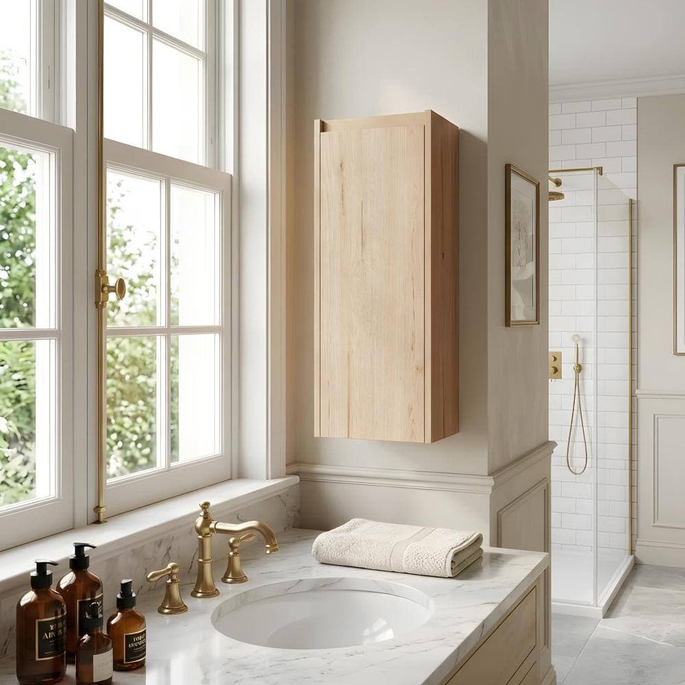 Zuvandra 11.81"W x 9.81"D x 29.5"H Plywood Bathroom Wall Cabinet in Imitative Oak (2)