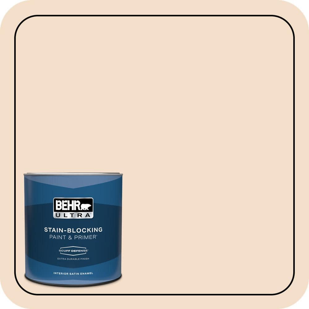 BEHR ULTRA 1 qt. #S250-1 Macaroon Cream Extra Durable Satin Enamel Interior Paint & Primer