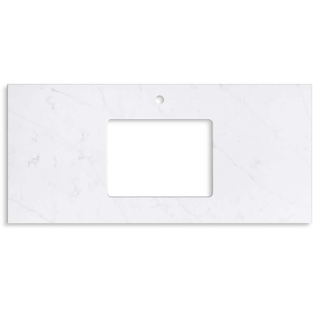KOHLER Silestone 49 in. W x 22.4375 in. D Quartz Rectangle Cutout with Vanity Top in Eternal Statuario (3)
