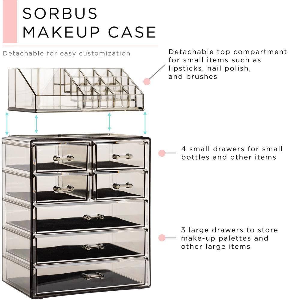 Sorbus Black Clear Makeup Organizer (3)