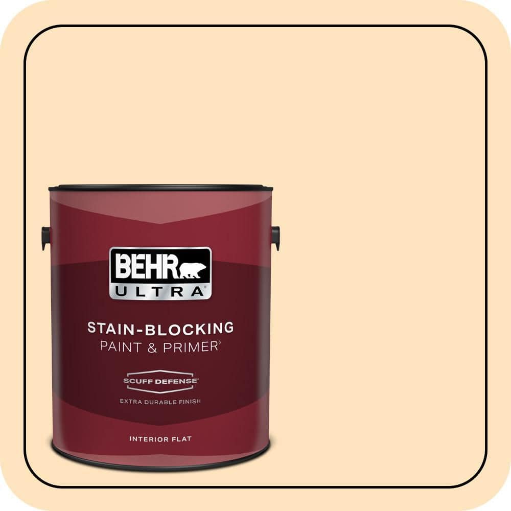 BEHR ULTRA 1 gal. #P240-1 Cheese Powder Extra Durable Flat Interior Paint & Primer