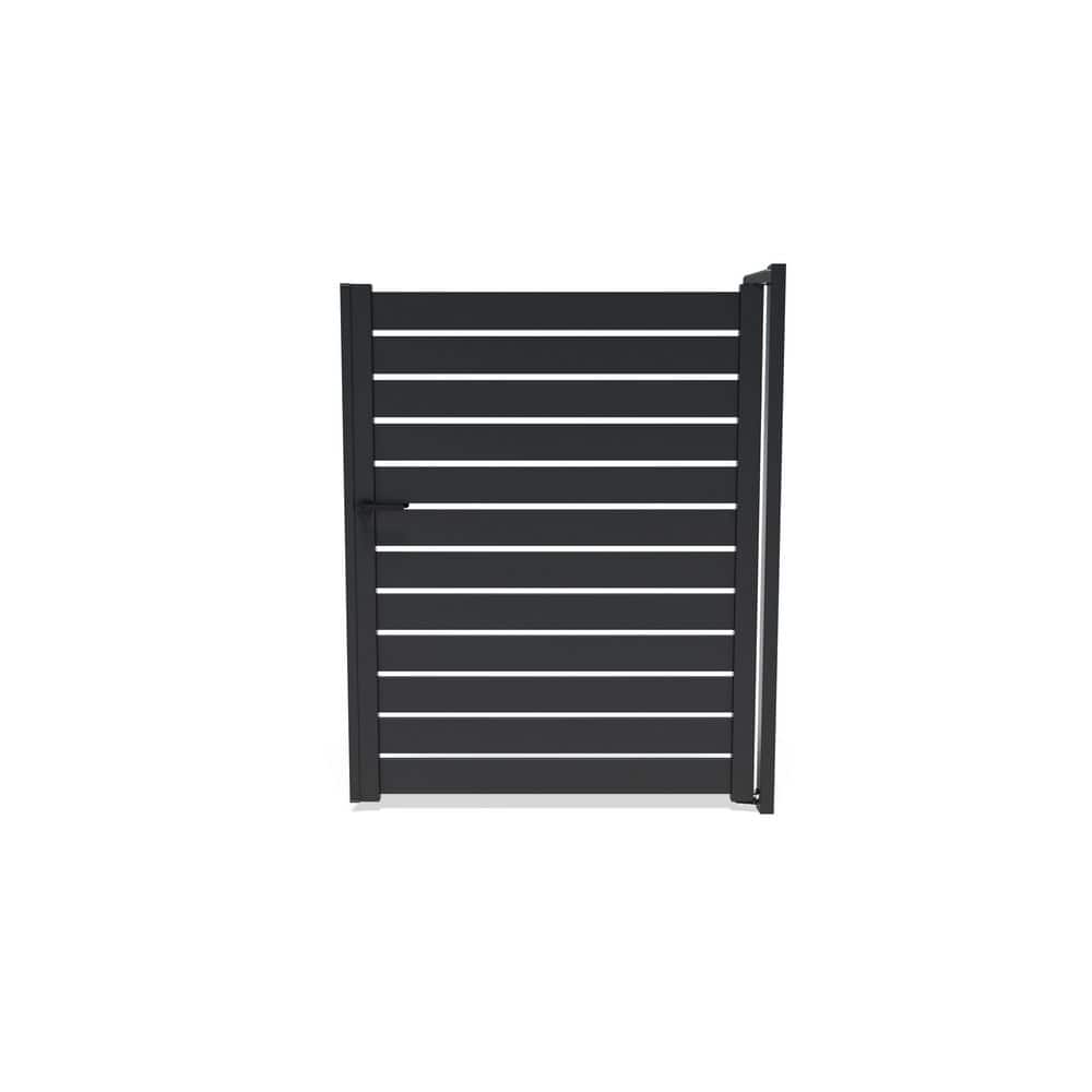 Nixa Doors Adjustable 60 in. x 72 in. Black Aluminum Slat Gate with 1 in. Spacing Between Slats (2)
