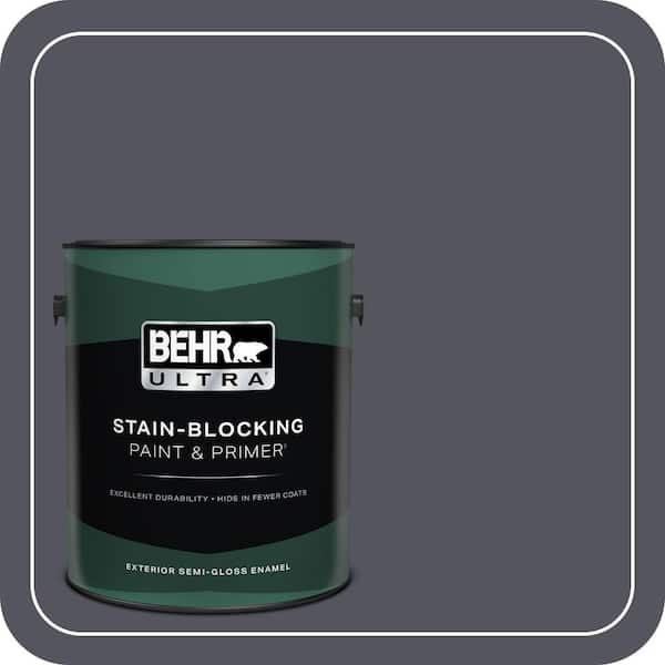 BEHR ULTRA 1 gal. #N540-7 Coal Mine Semi-Gloss Enamel Exterior Paint & Primer (2)