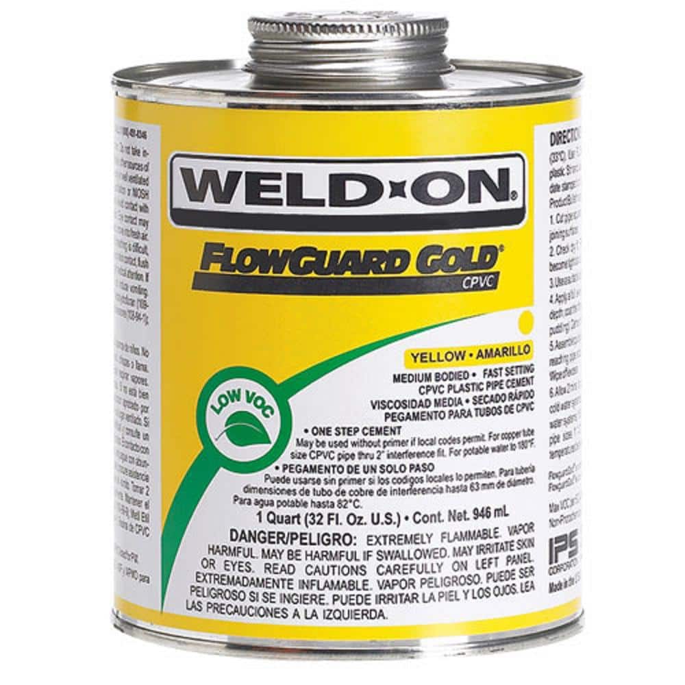 Weld-On FlowGuard Gold CPVC Low VOC Cement, Yellow, 1/4 Pint (4 oz.)