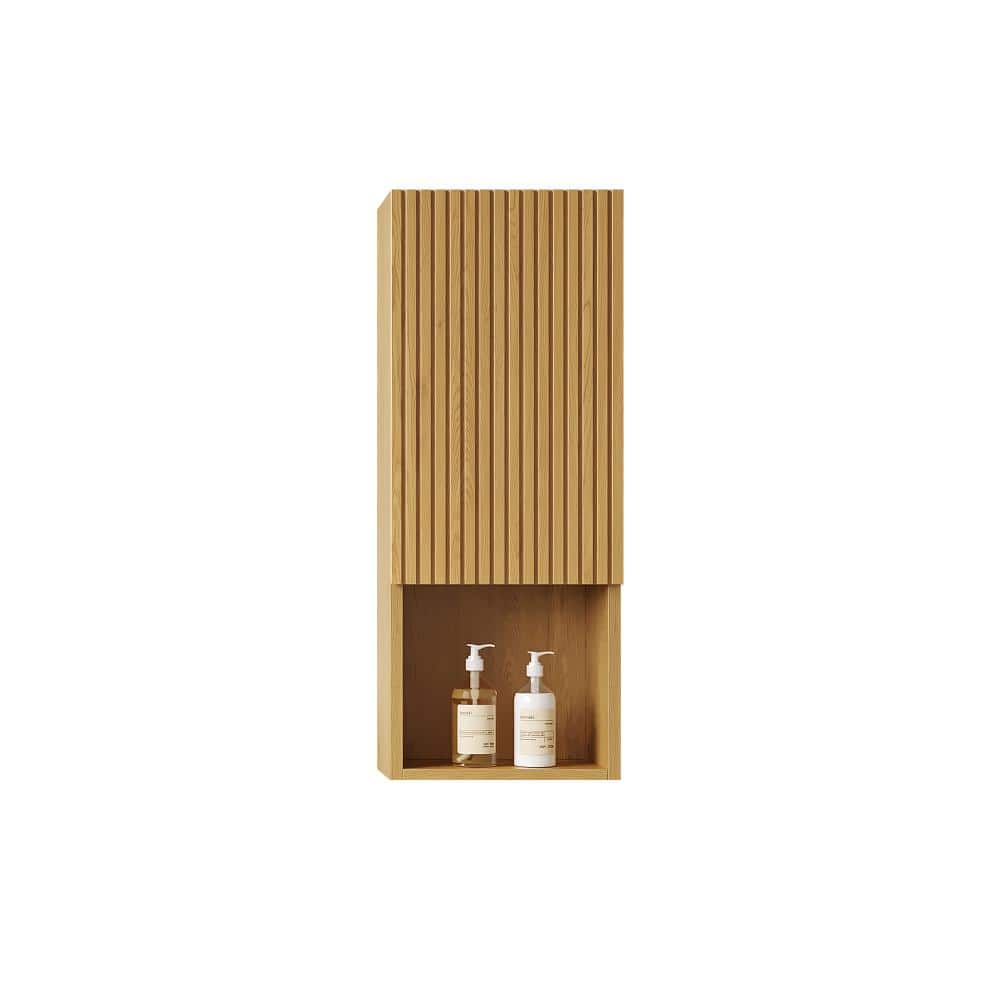 XUJMK 14 in. W x 12 in. D x 35 in. H Bathroom Storage Wall Cabinet in Brown, Narrow Storage Cabinet with Door, Shelves (1)