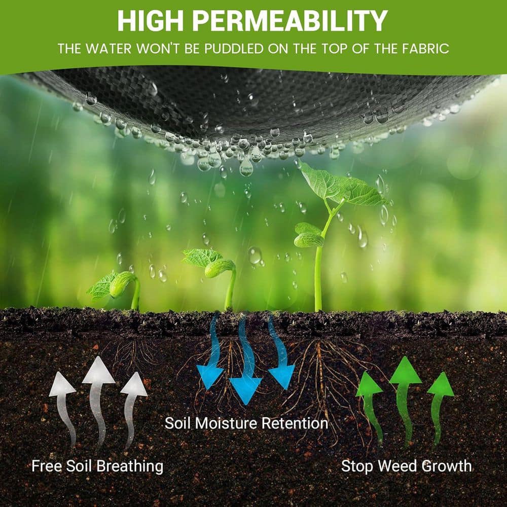 Unbranded Weed Barrier Landscape Fabric 3 ft. x 100 ft. Heavy Duty Gardening Weed Control Mat Ground Cover Woven Garden Cloth (3)