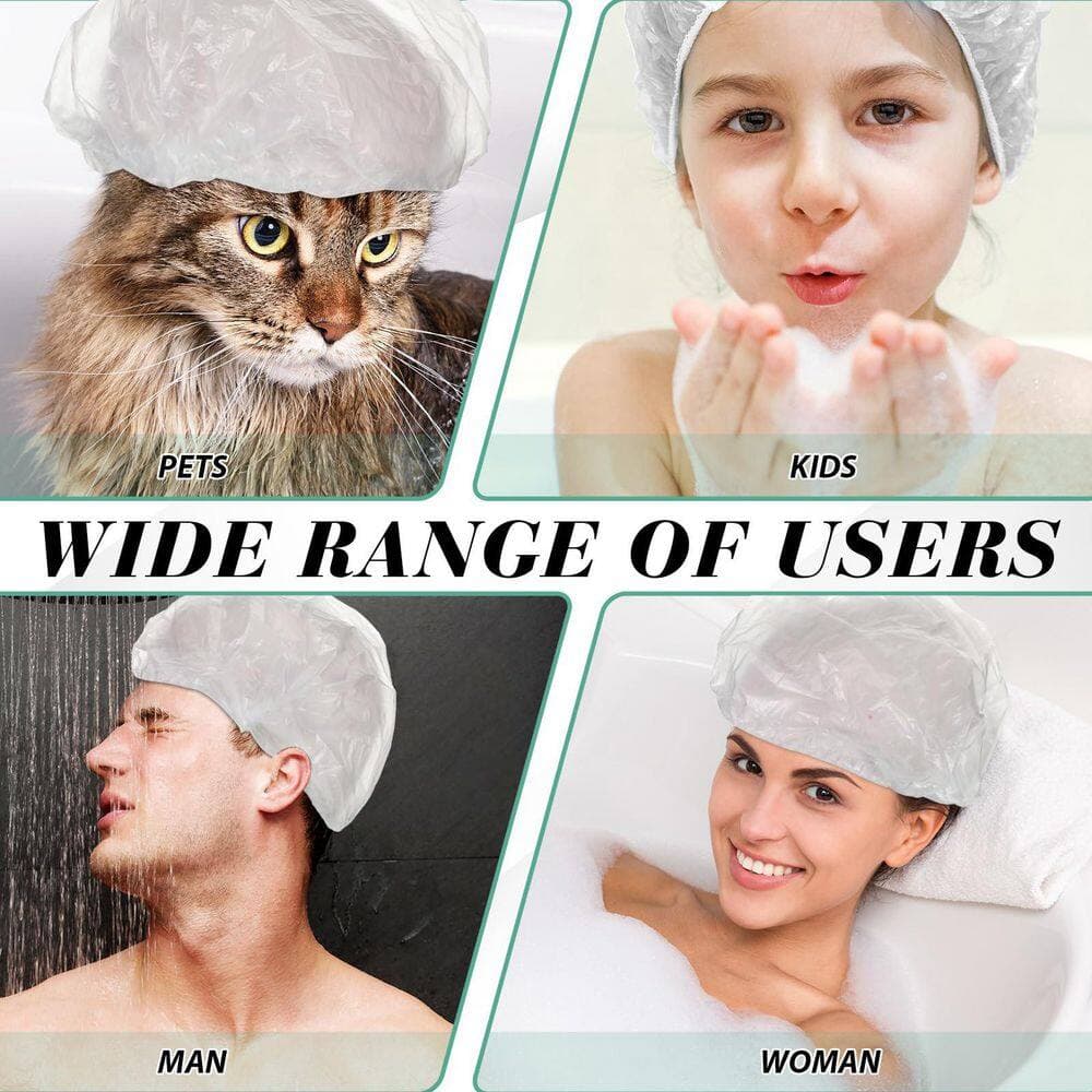 Wudkey 1000-Piece Bathroom Accessory Set in Clear, Disposable Shower Caps Waterproof Plastic Bath Caps (3)