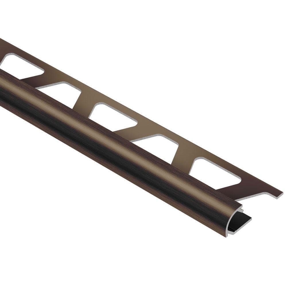 Schluter Rondec Brushed Antique Bronze Anodized Aluminum . 5 in. x 98.5 in. Metal Bullnose Tile Edging Trim