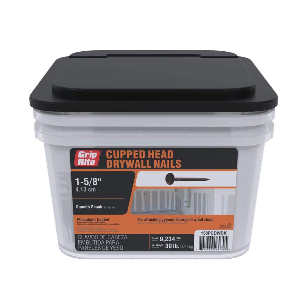 Grip-Rite 1-5/8 in. x 13-Gauge Phosphate Coated Smooth Shank Drywall Nails 30 lb. Box