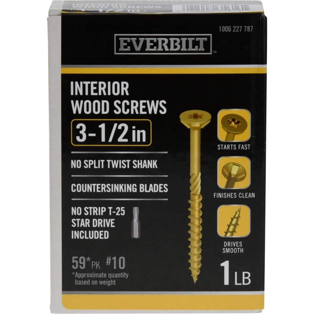 Everbilt #10 x 3-1/2 in. Star Drive Flat Head Interior Wood Screws (59-Pack) (1)