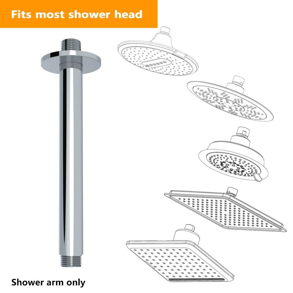 Satico 8 in. Stainless Steel Wall Mounted Round Shower Arm, Chrome (2)