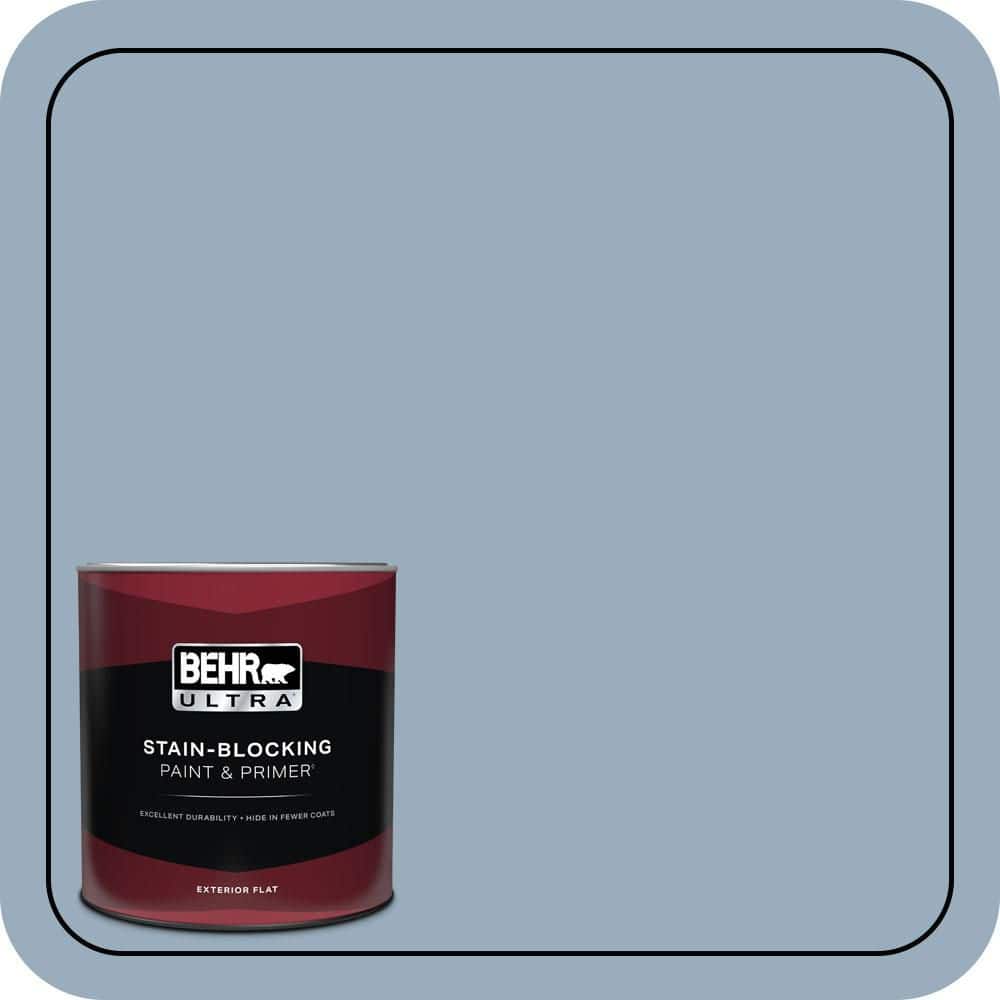 BEHR ULTRA 1 qt. #S510-3 Ombre Blue Flat Exterior Paint & Primer