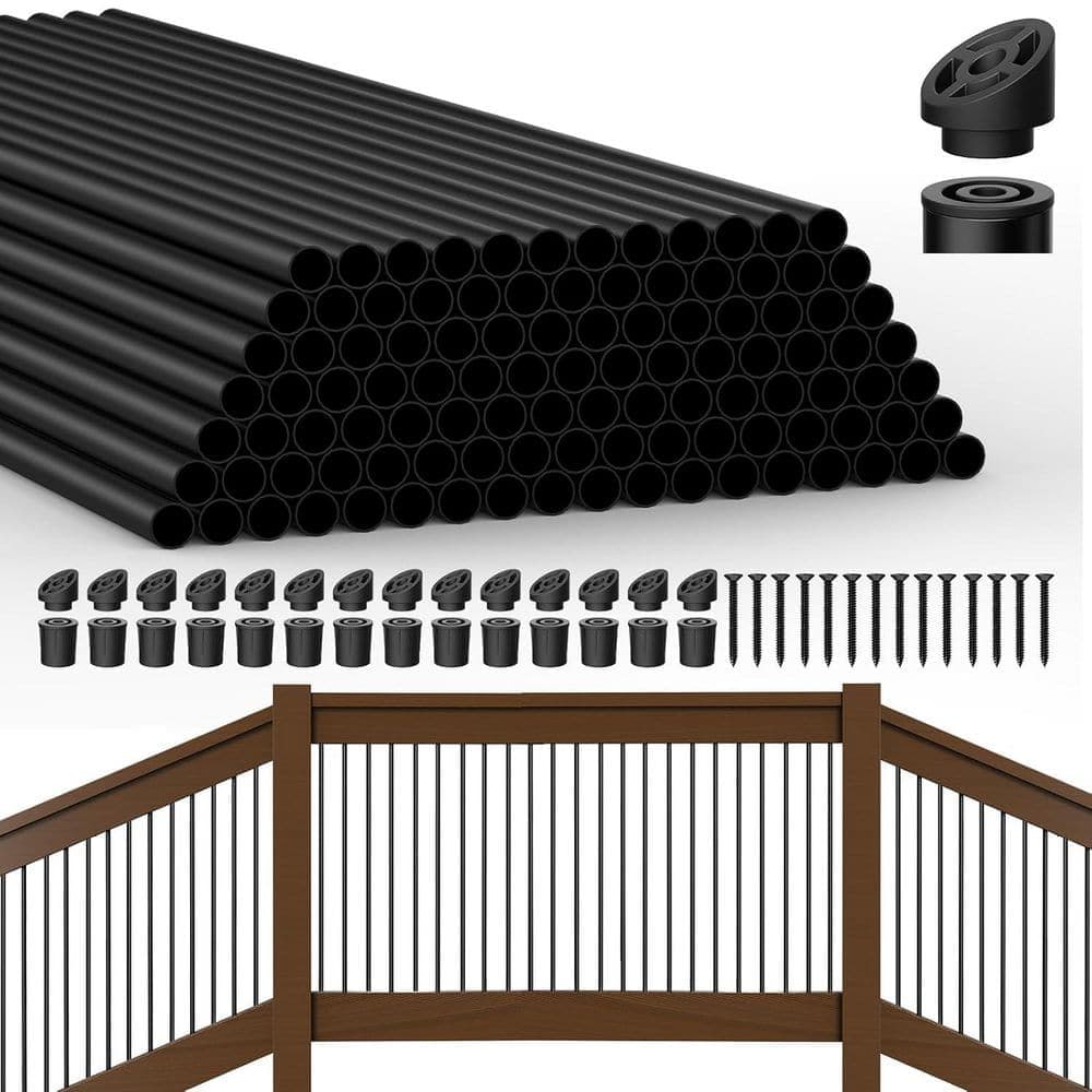 KIWDZFU 26 in. H x 0.75 in. W Silver Aluminum Stair Railing Kit (1)