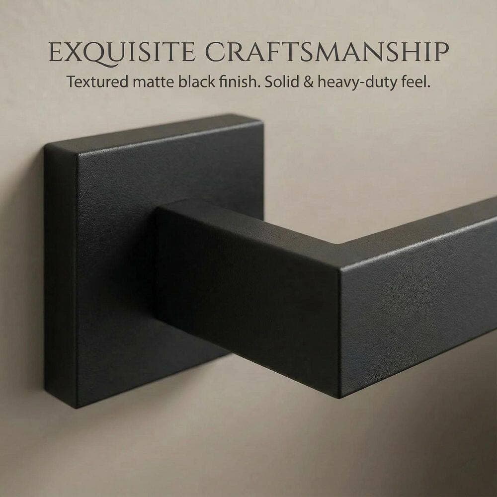 Anqtovp 5-Piece Bathroom Hardware Set with Towel Bar, Towel Hooks, Toilet Paper Holder in Matte Black Finish (2)