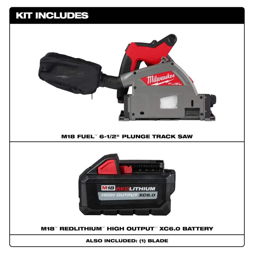 Milwaukee M18 FUEL 18V Lithium-Ion Cordless Brushless 6-1/2 in. Plunge Cut Track Saw with (1) 6.0 Ah Battery (2)