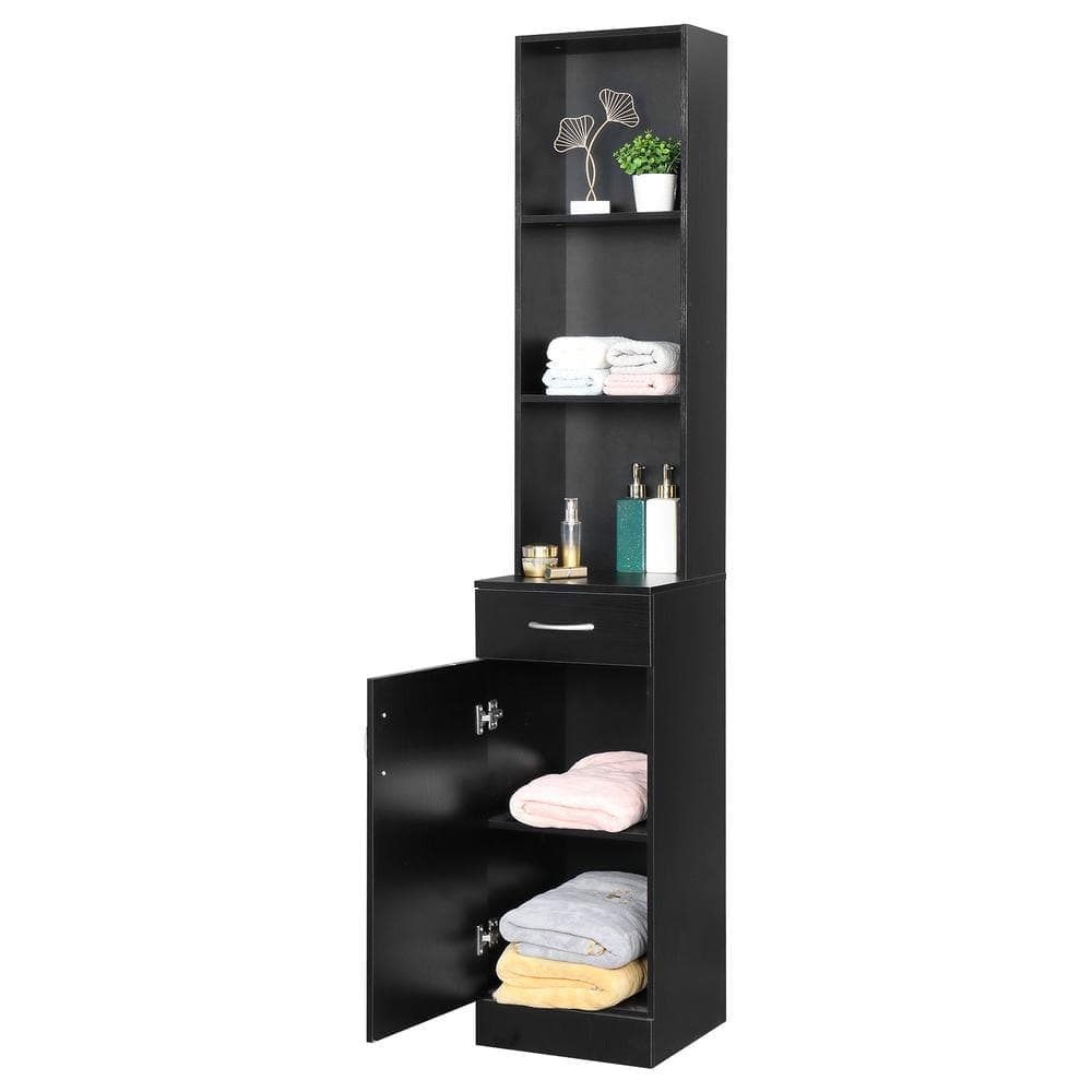 Karl home 13.3 in. W x 12.3 in. D x 70.2 in. H Black Linen Cabinet (2)