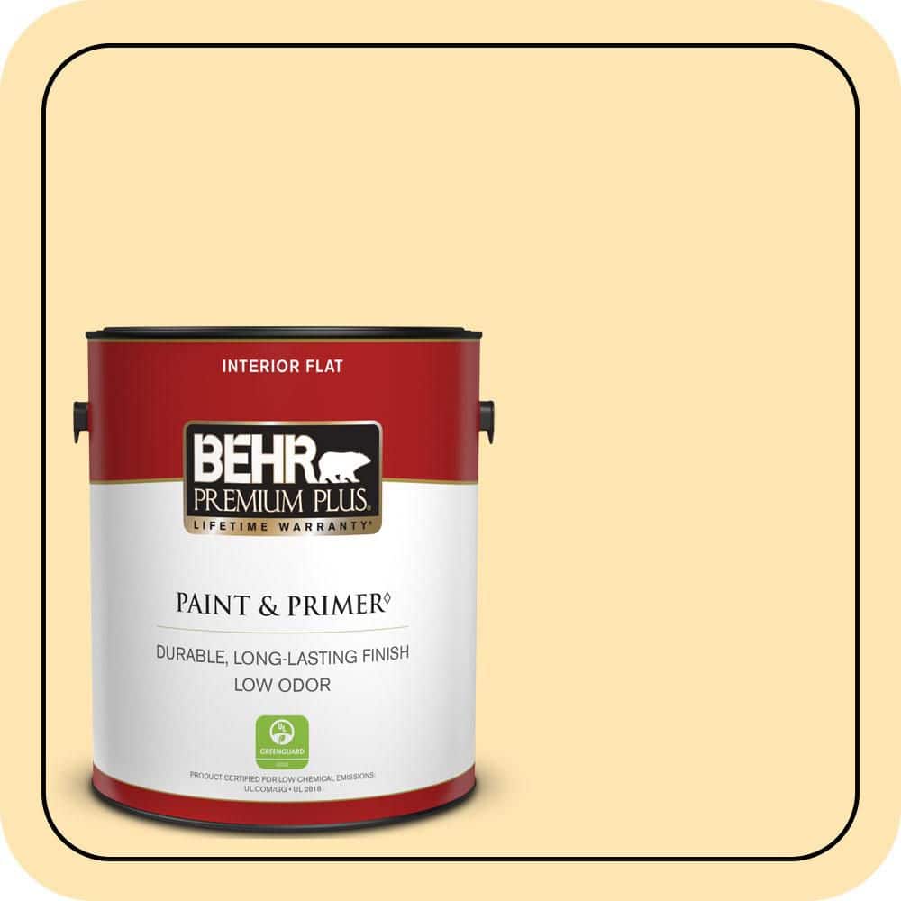 BEHR PREMIUM PLUS 1 gal. #P260-3 Vanilla Ice Cream Flat Low Odor Interior Paint & Primer
