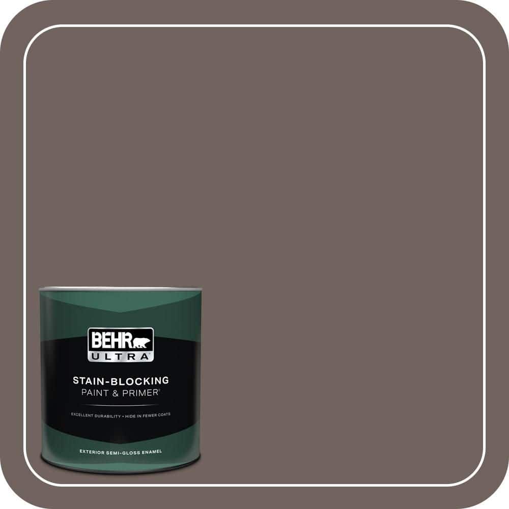 BEHR ULTRA 1 qt. #N140-6 Wright Brown Semi-Gloss Enamel Exterior Paint & Primer