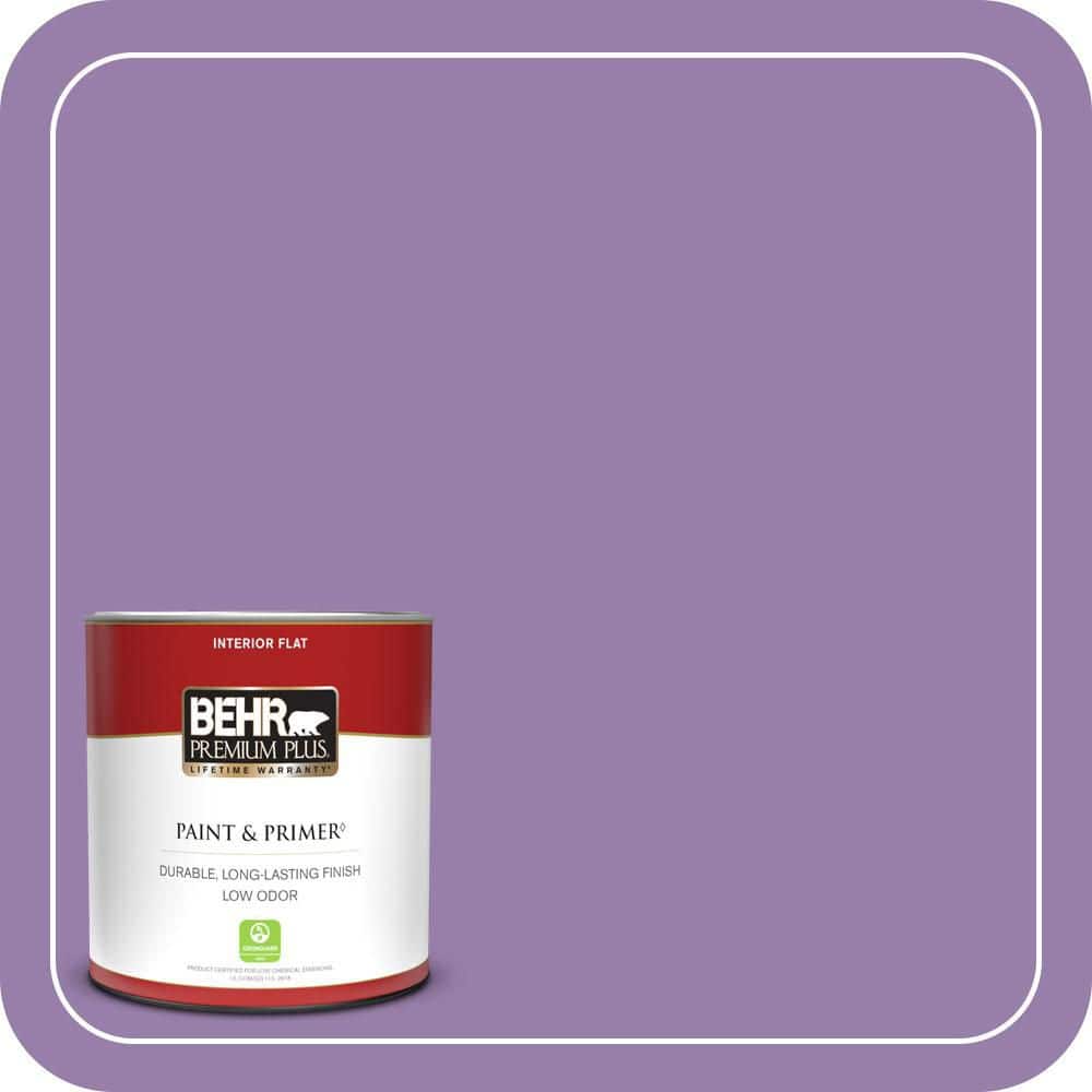 BEHR PREMIUM PLUS 1 qt. #650B-6 Elite Wisteria Flat Low Odor Interior Paint & Primer