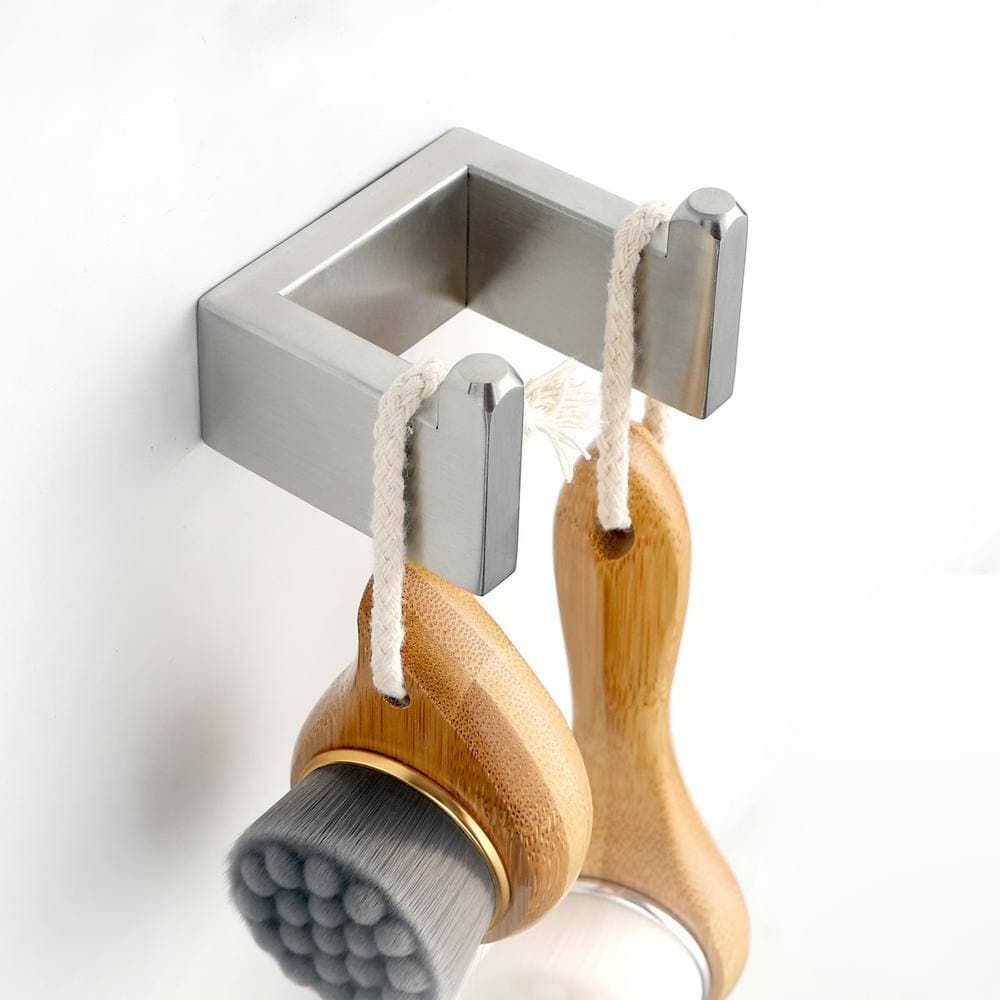 RAINLEX 4-Piece Bath Hardware Set with Robe Hook 24 in. and 8 in. Towel Bar Tissue Holder in Brushed Nickel (2)
