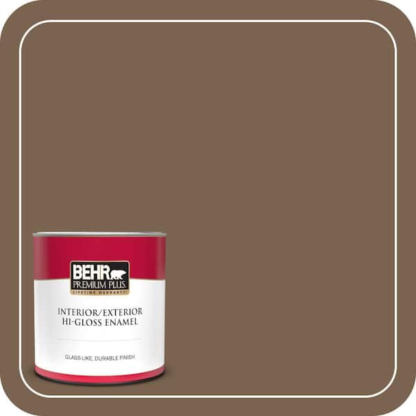 BEHR PREMIUM PLUS 1 qt. #N260-7 Folk Guitar Hi-Gloss Enamel Interior/Exterior Paint & Primer (2)