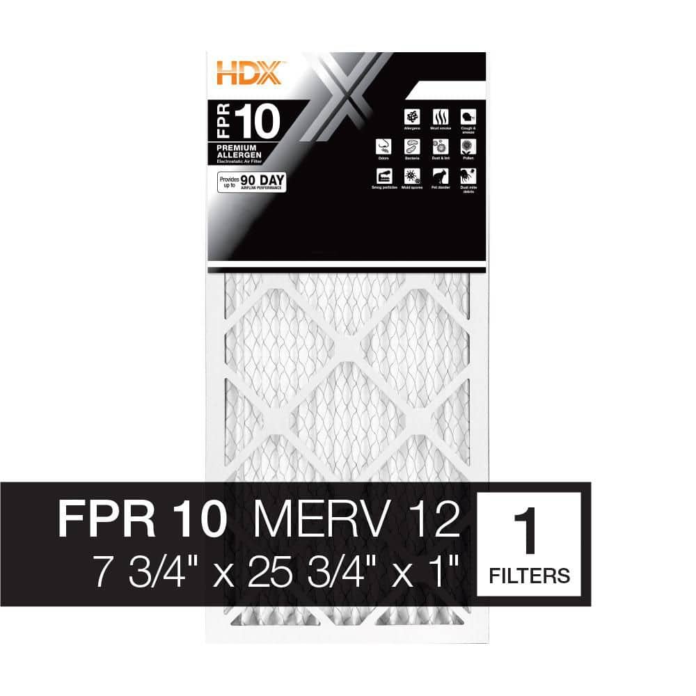 HDX 7.75 in. x 25.75 in. x 1 in. Premium Pleated Air Filter FPR 10, MERV 12