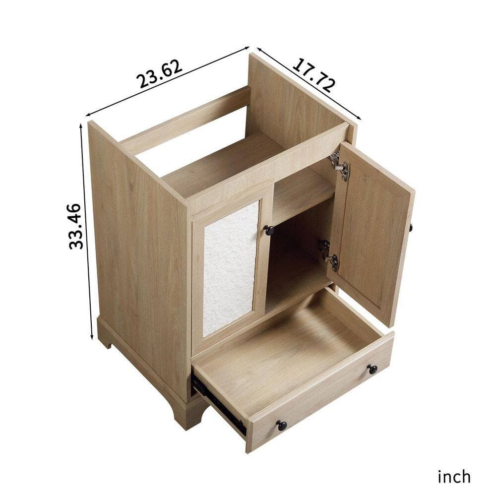 LTMATE 23.62 in. Bath Vanity Cabinet without TOP in Natural Wood Finish (2)