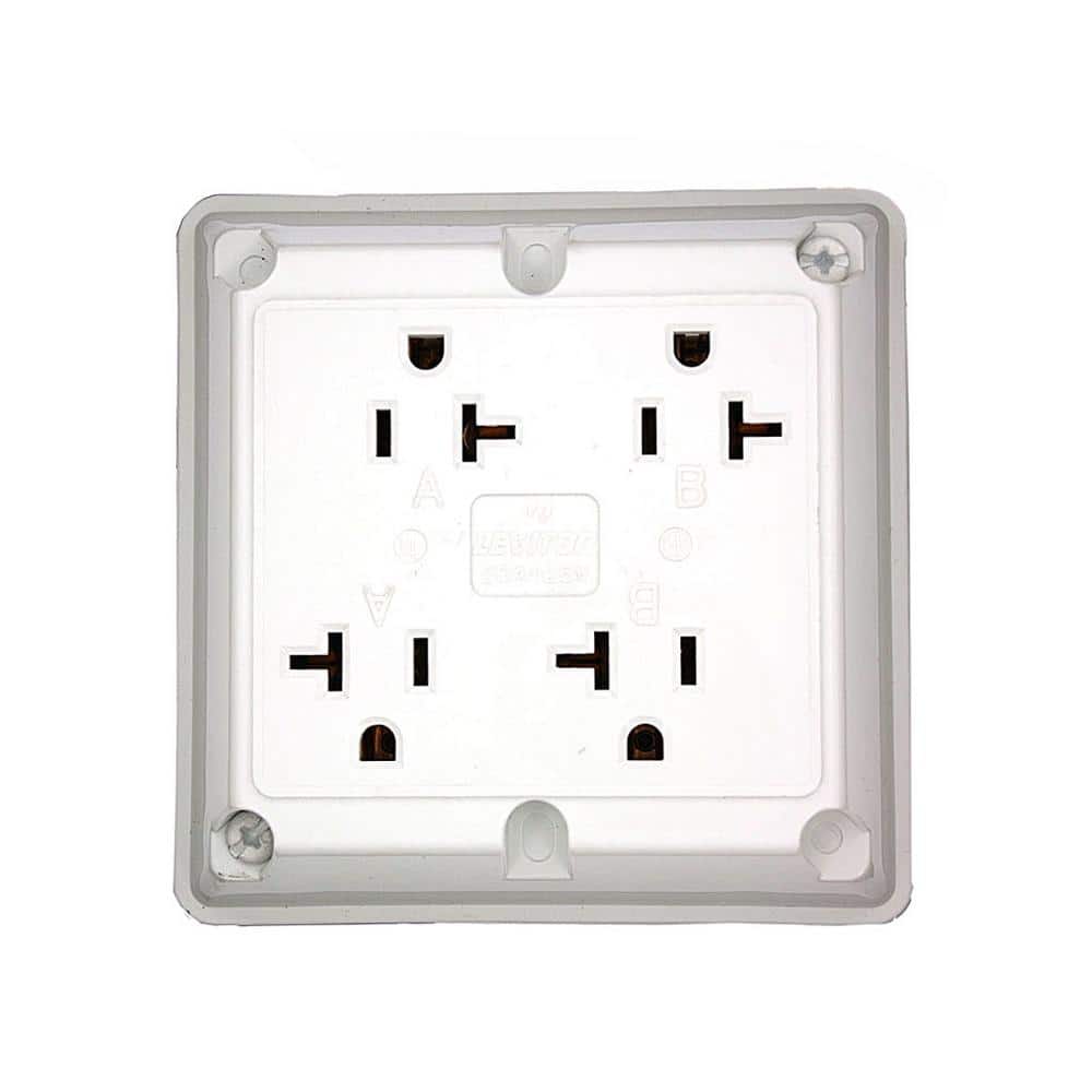 Leviton 20 Amp Industrial Grade Heavy Duty 4-in-1 Grounding Outlet, Gray (1)