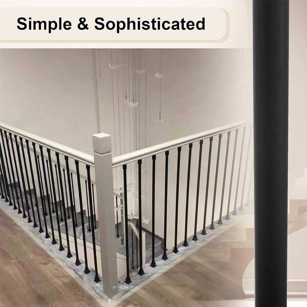 Afoxsos Hollow Classic Round Iron Balusters 44 x 5/8 Satin Black Staircase Interior 15-Pack (3)