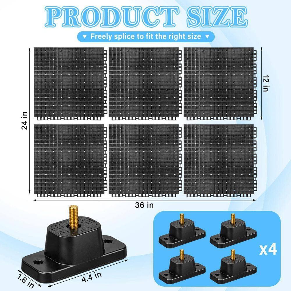 Helhom 6 Piece 2 in 1 Mini Split Condenser Pad with 4 Stand, Moisture-Proof Plastic for AC Heat Pump System Condenser Units (2)