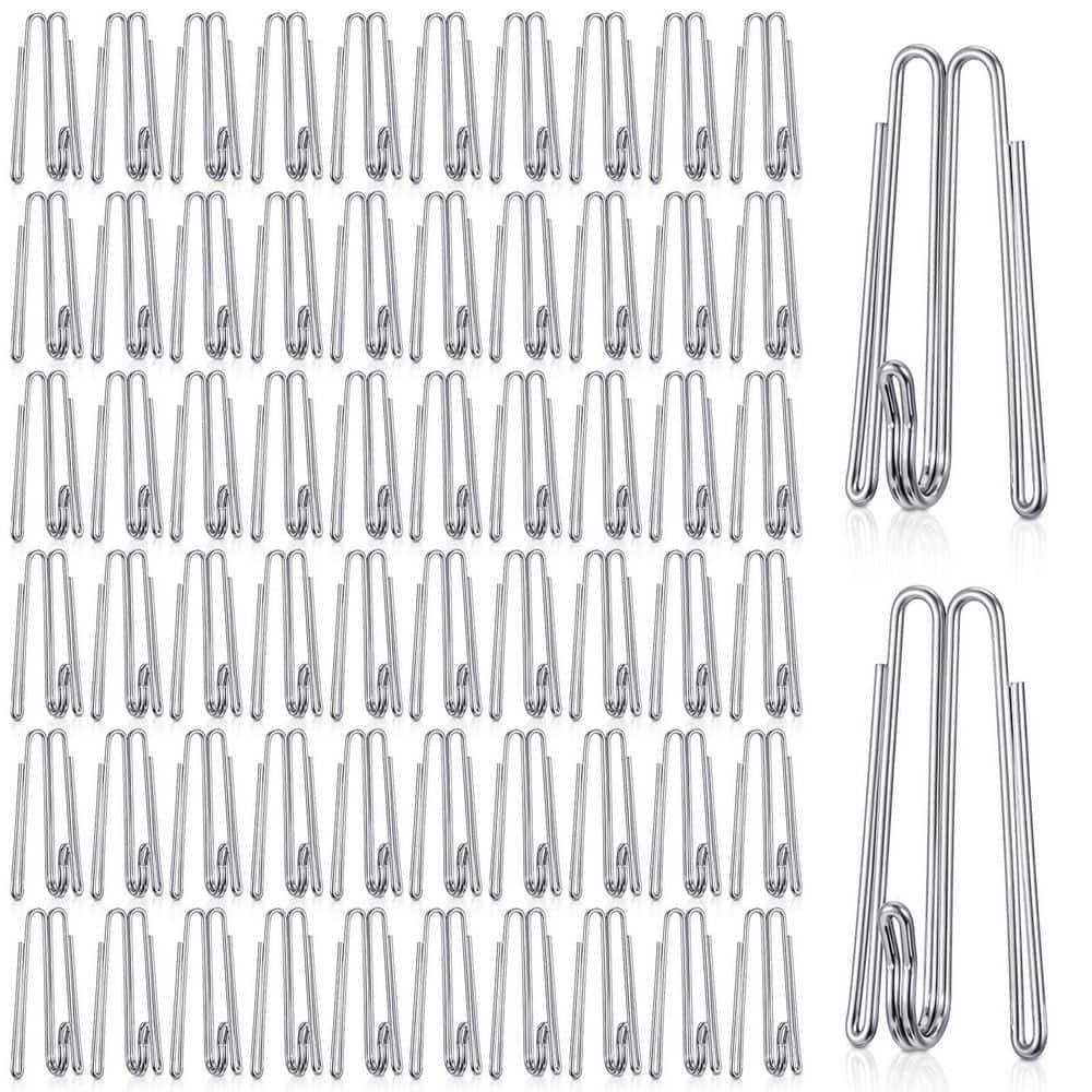 KHKFY Stainless Steel Curtain Pleat Hooks 60 Pcs W Shape Four-Prong Pinch Pleat Drapery Hooks for Living Room