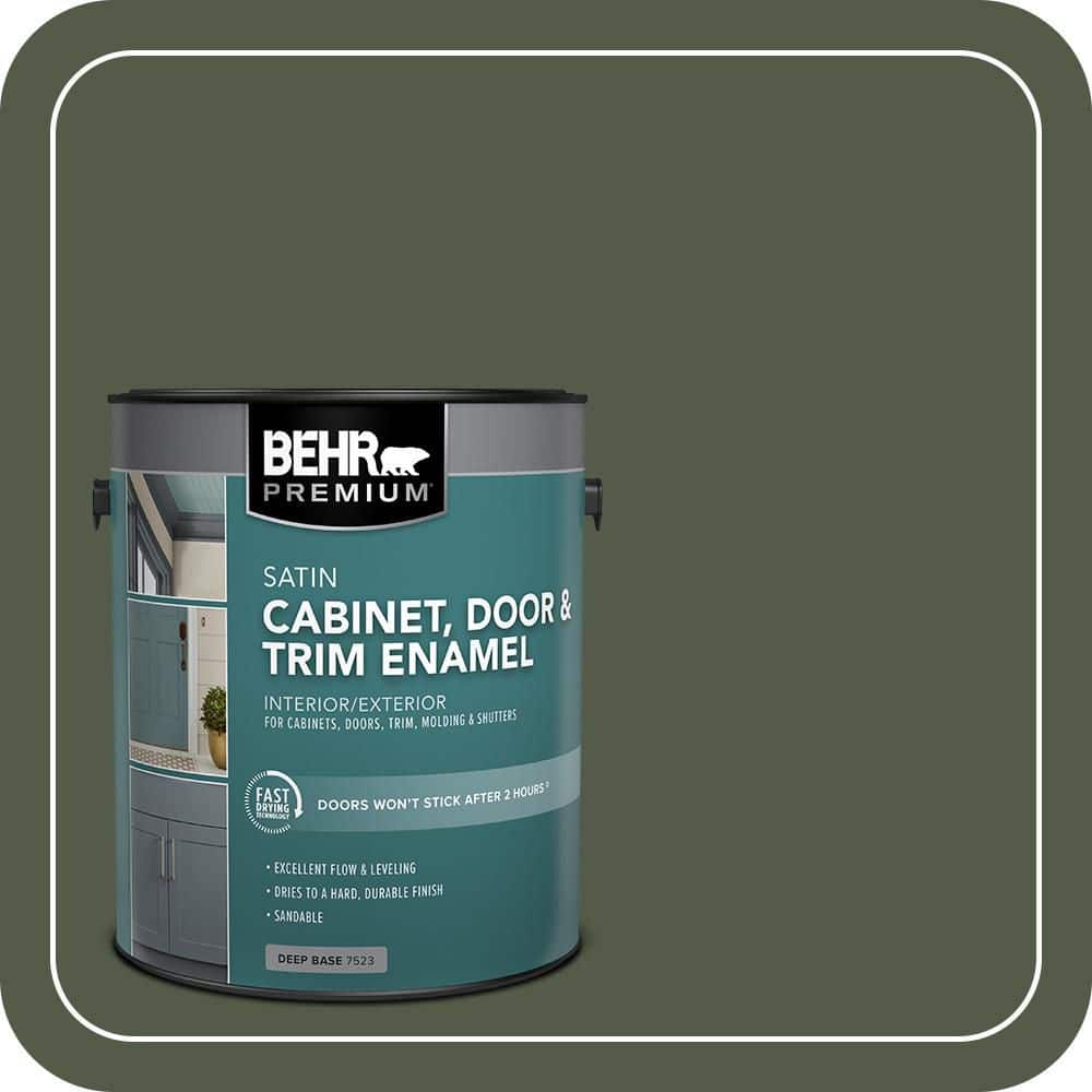 BEHR PREMIUM 1 gal. #SC-120 Ponderosa Green Satin Enamel Interior/Exterior Cabinet, Door & Trim Paint (1)